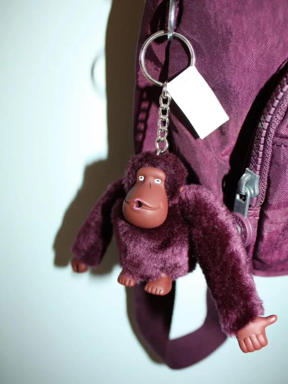 NWT Kipling Queenie Nylon Small Backpack Purse Dark Plum Tonal K19450 & Keychain
